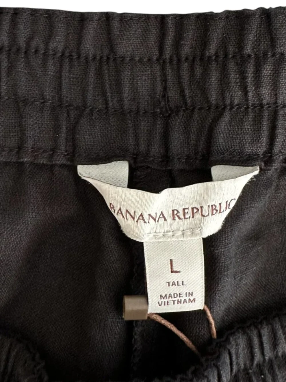 Banana Republic Women's Size L Tall Premium Linen Pull On Black Pants NEW